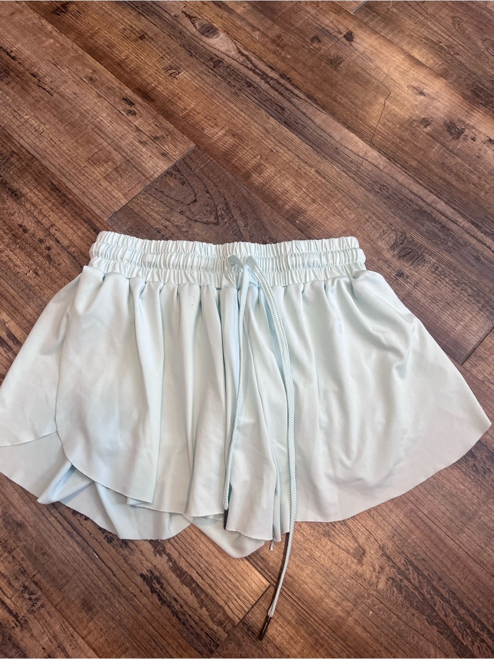 Women's Light Blue Layered Athletic Drawstring Shorts